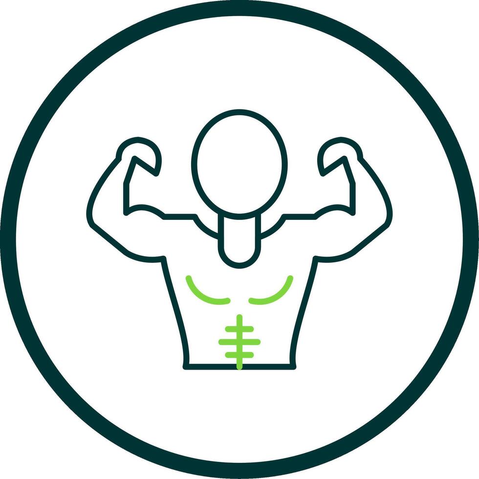 Muscle Man Line Circle Icon vector