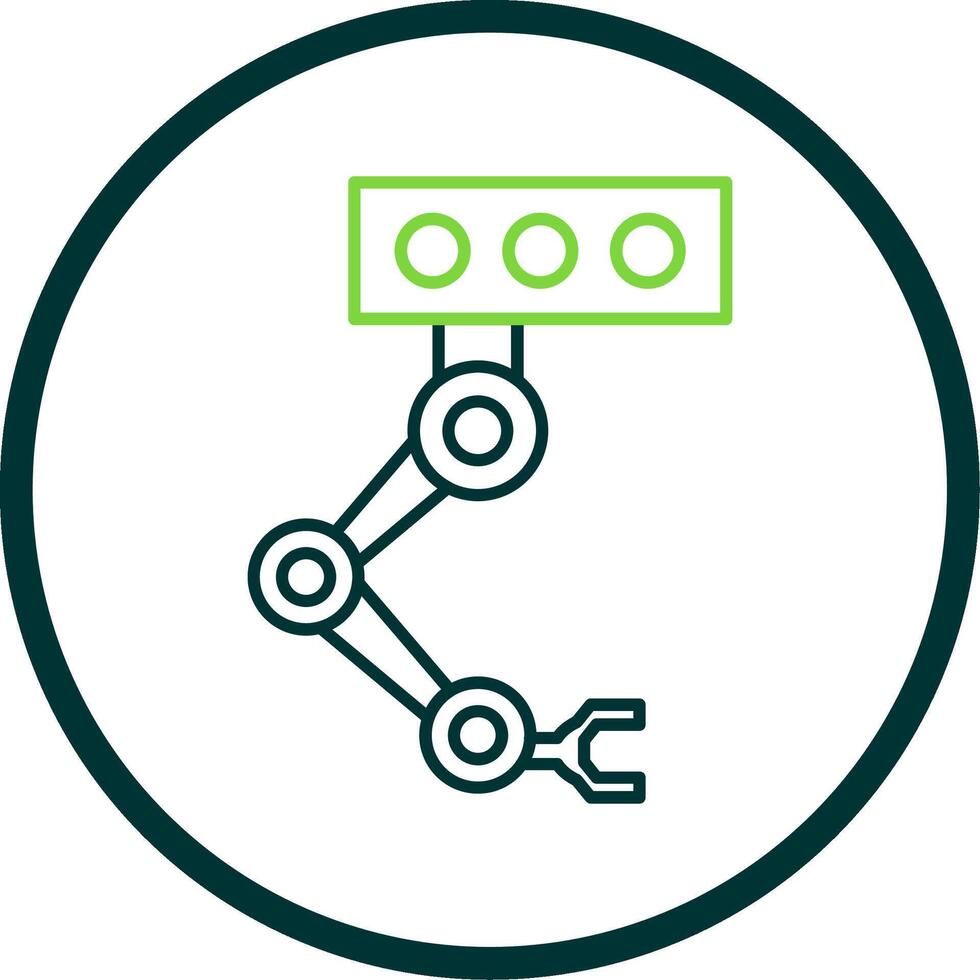 Industrial Robot Line Circle Icon vector