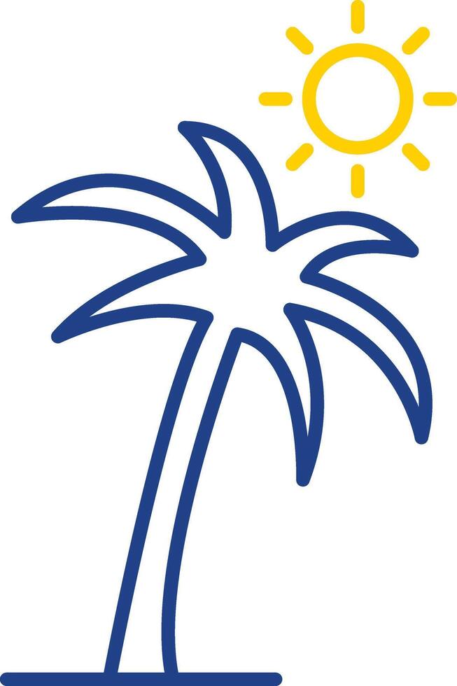 Plam Tree Line Two Color Icon vector