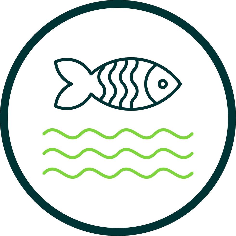 Fish Line Circle Icon vector