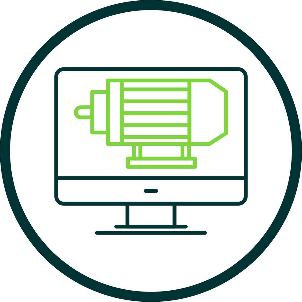 Electric Motor Line Circle Icon vector