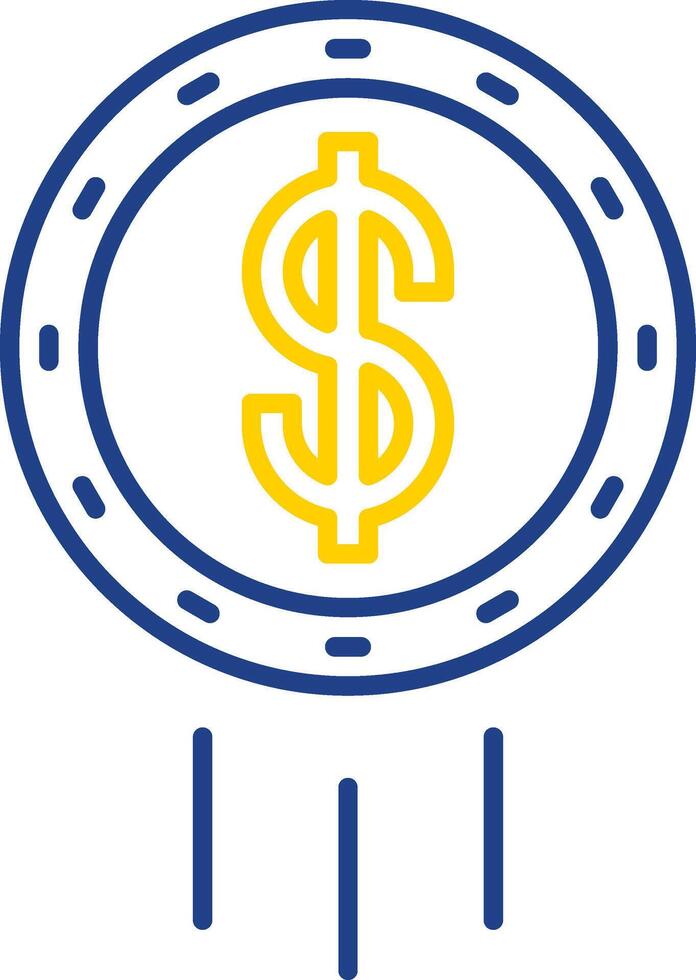 Dollar Coin Line Two Color Icon vector