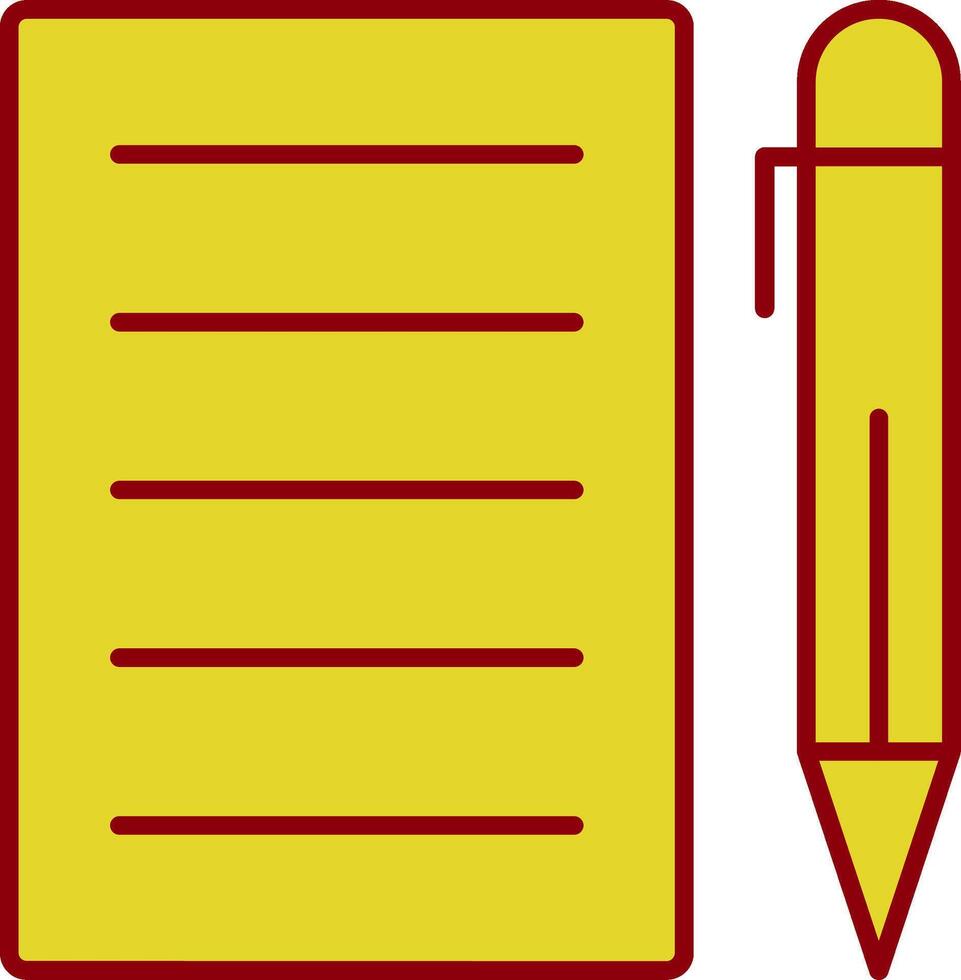 bolígrafo y papel línea dos color icono vector