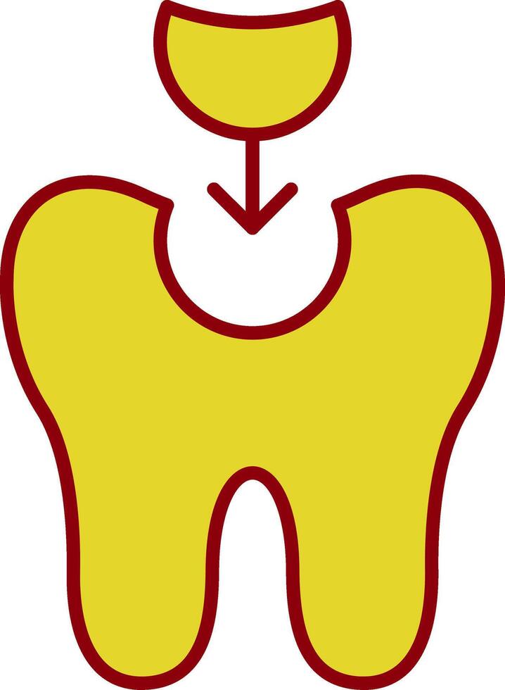 diente relleno línea dos color icono vector