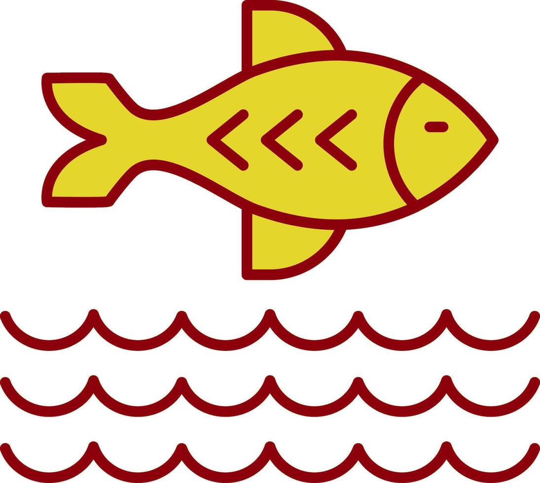 línea de pescado icono de dos colores vector
