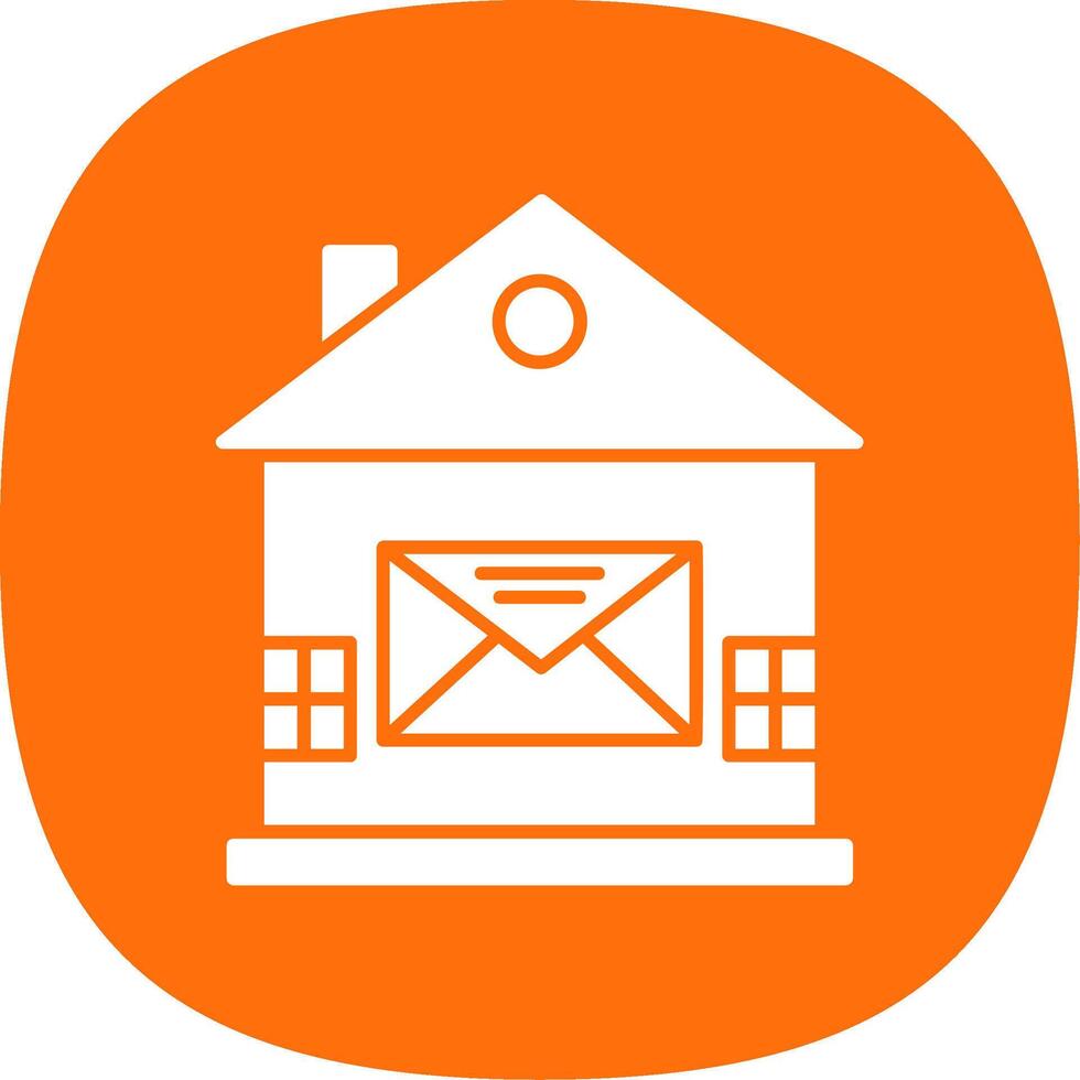 casa correo glifo curva icono vector