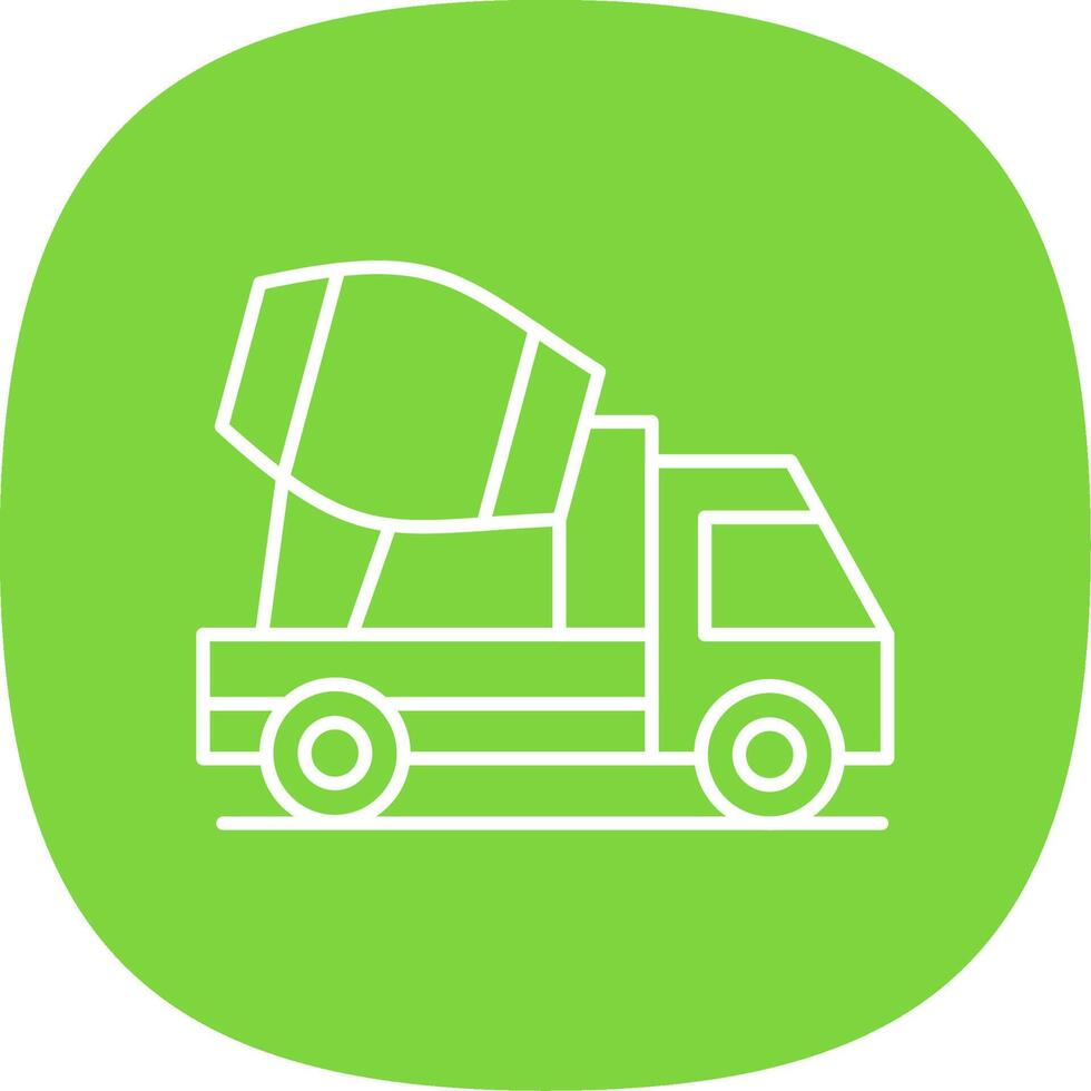 Concrete Mixer Line Curve Icon vector