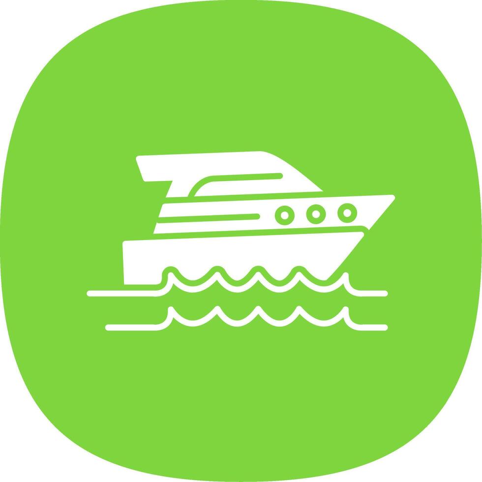 Speed Boat Glyph Curve Icon vector