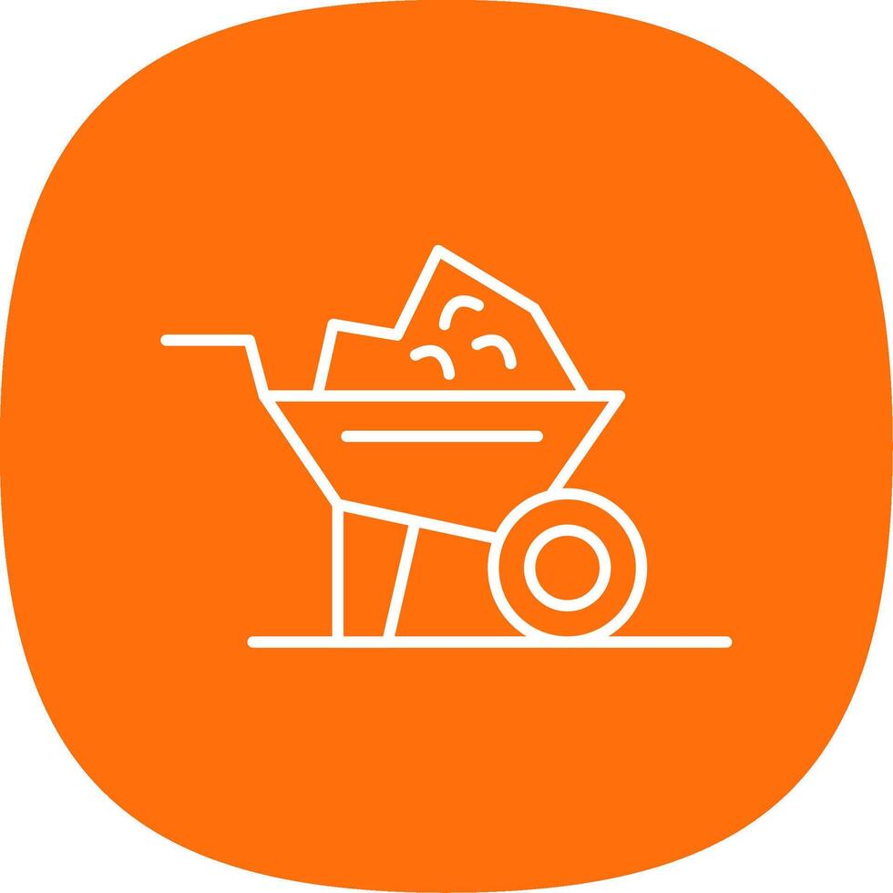 Wheelbarrow Line Curve Icon vector