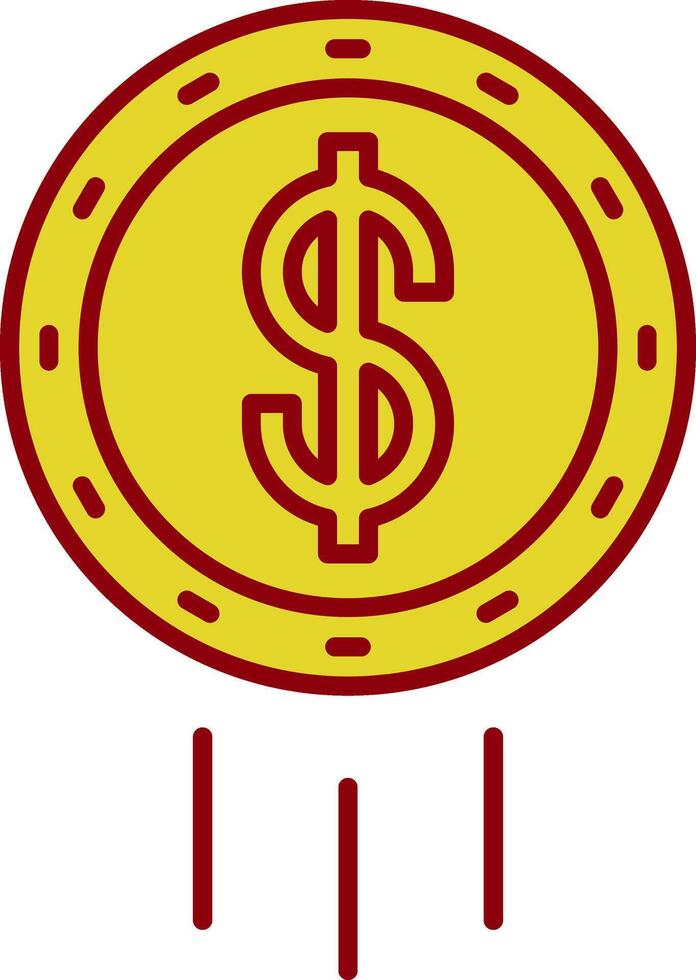 Dollar Coin Line Two Color Icon vector