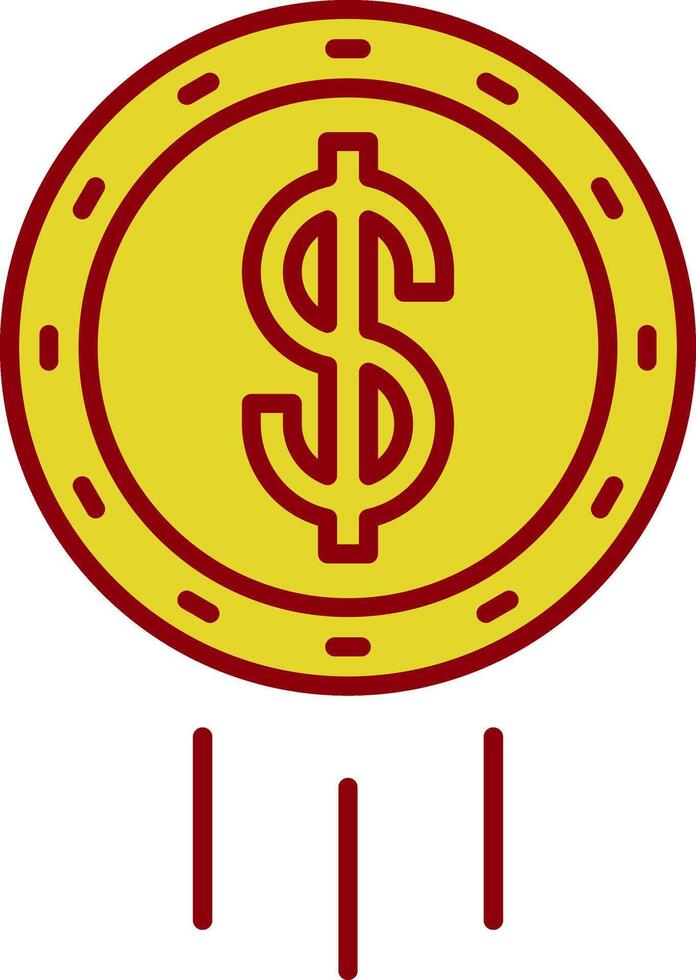 Dollar Coin Line Two Color Icon vector