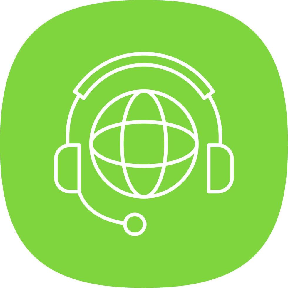 Worldwide Support Line Curve Icon vector