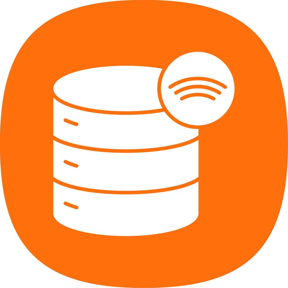 Wireless Database Glyph Curve Icon vector