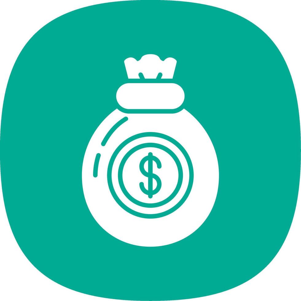 Money Bag Glyph Curve Icon vector