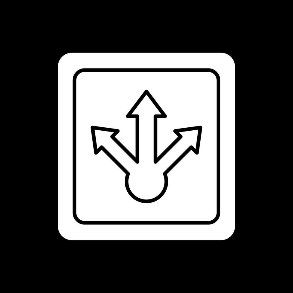 Ways Glyph Inverted Icon vector