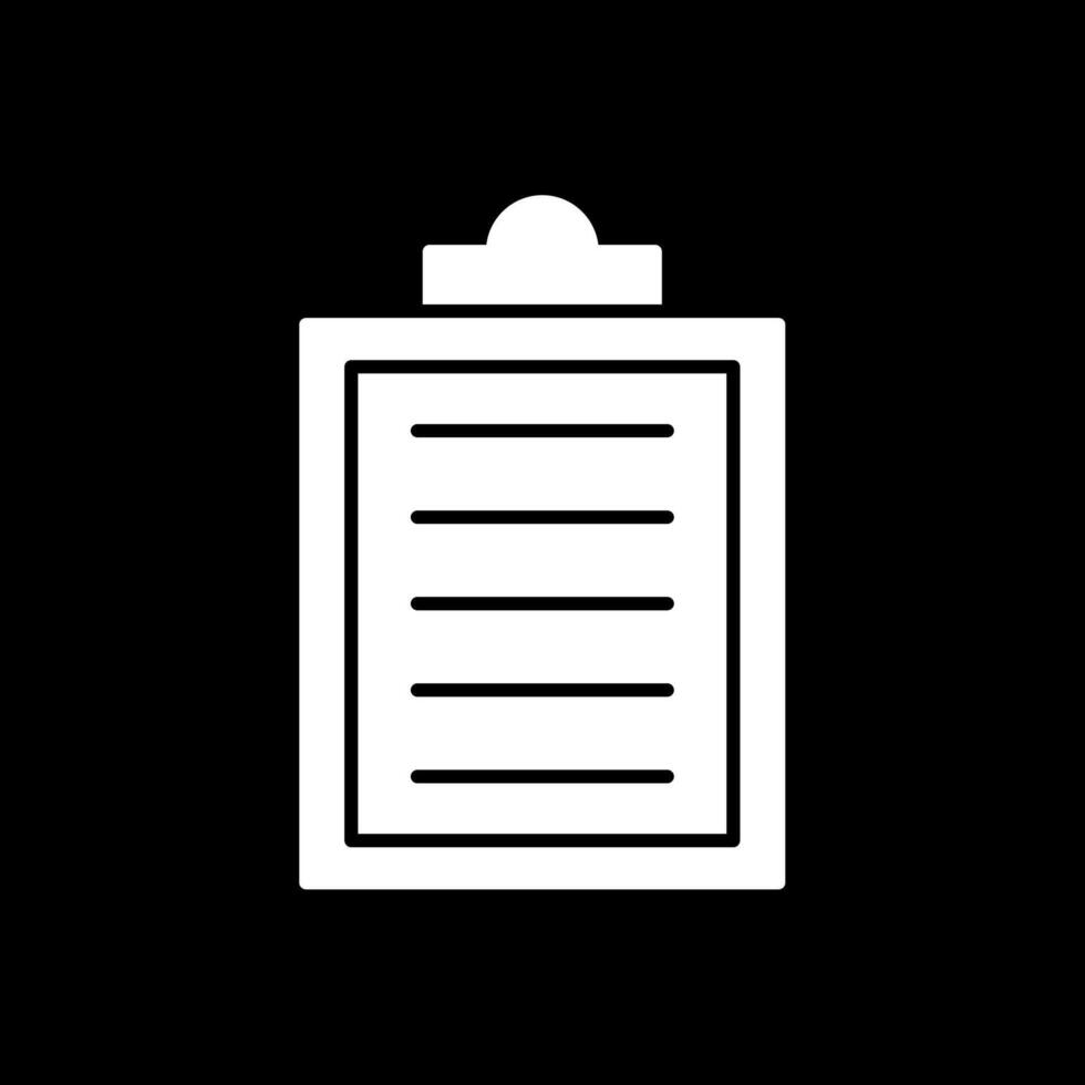 Clipboard Glyph Inverted Icon vector