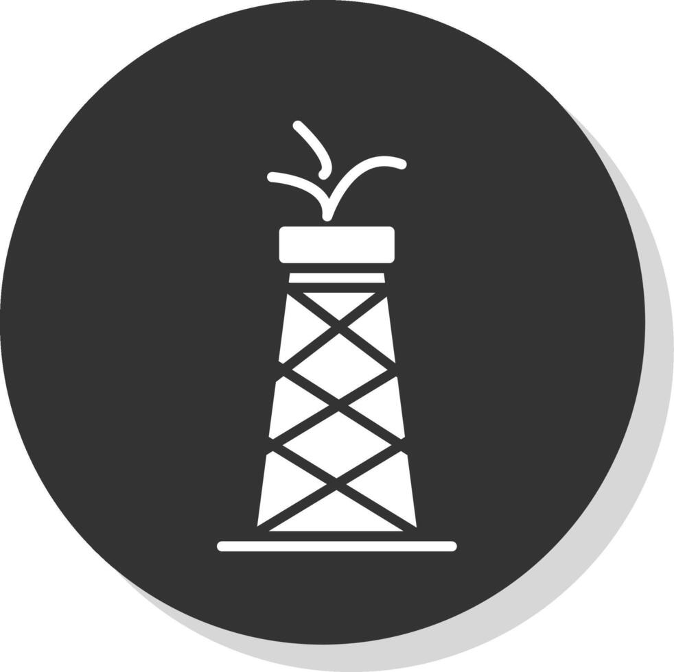 petróleo torre glifo gris circulo icono vector