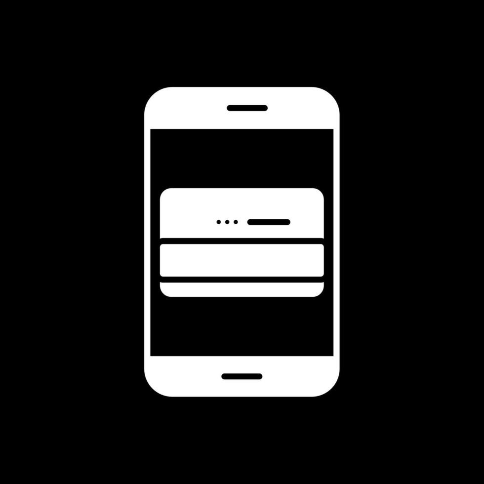 Mobile Banking Glyph Inverted Icon vector