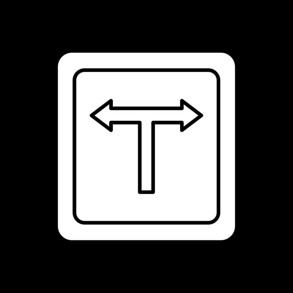 T Junction Glyph Inverted Icon vector