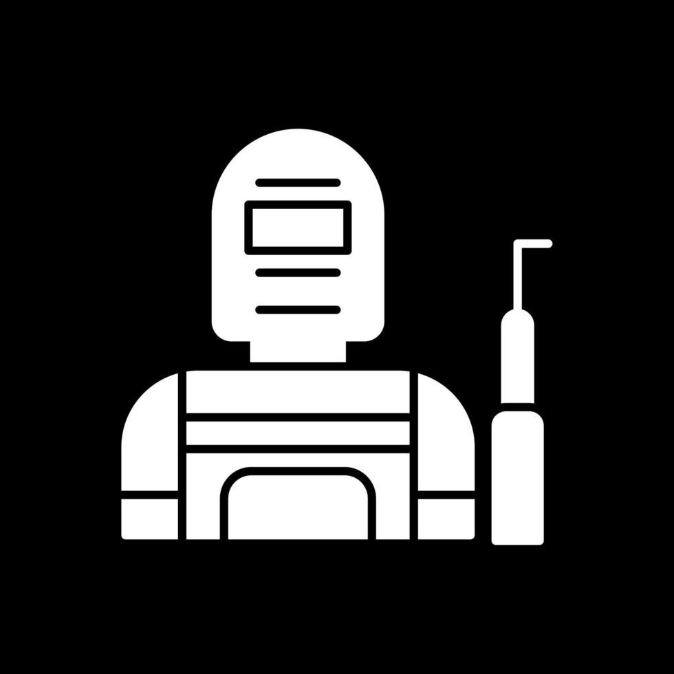 Welder Glyph Inverted Icon vector