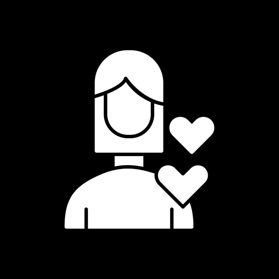 yo amor glifo invertido icono vector