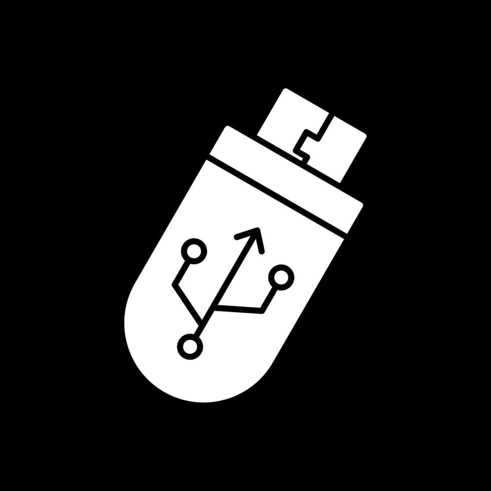 icono de glifo usb invertido vector