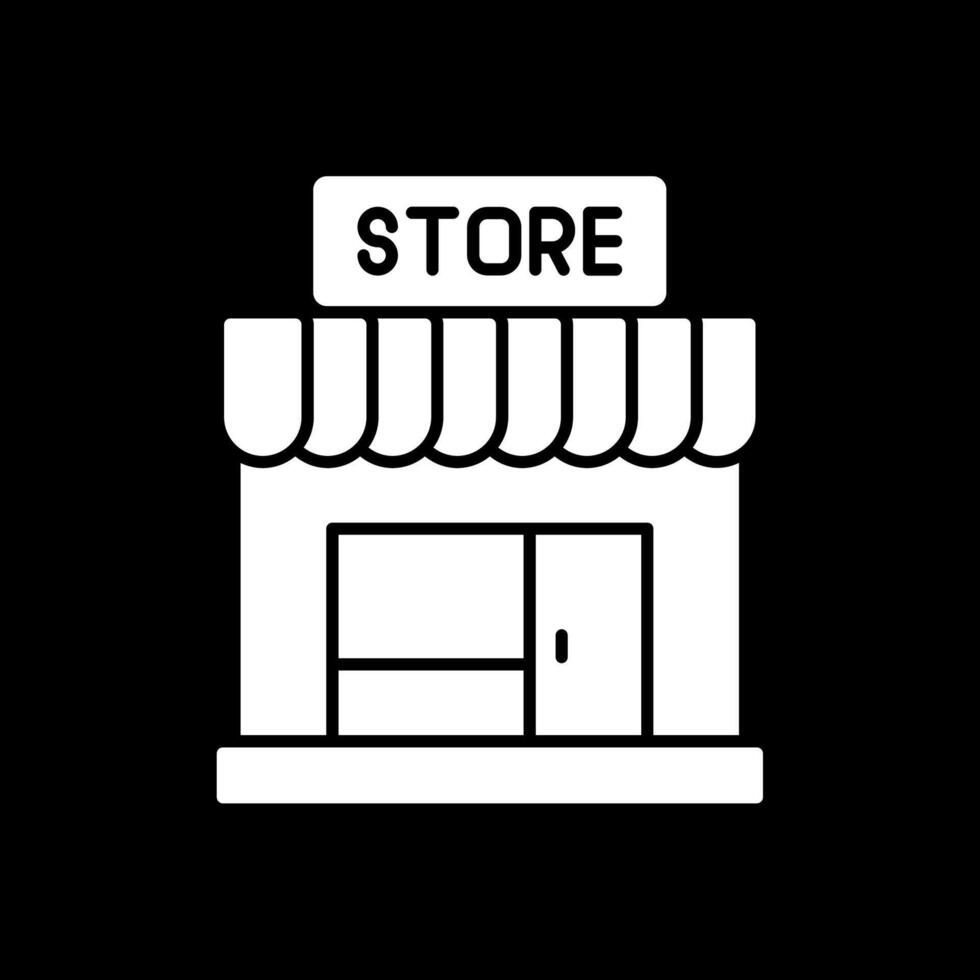 Store Glyph Inverted Icon vector