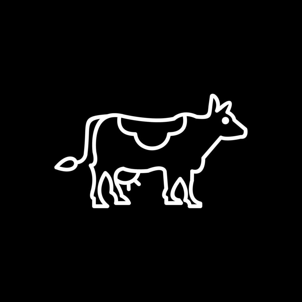 icono de línea de vaca invertida vector