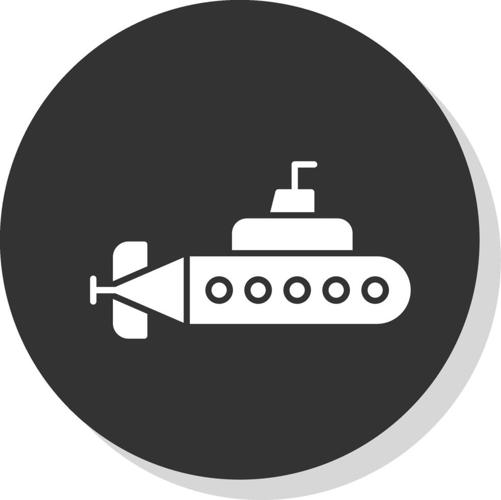 Submarine Glyph Grey Circle  Icon vector