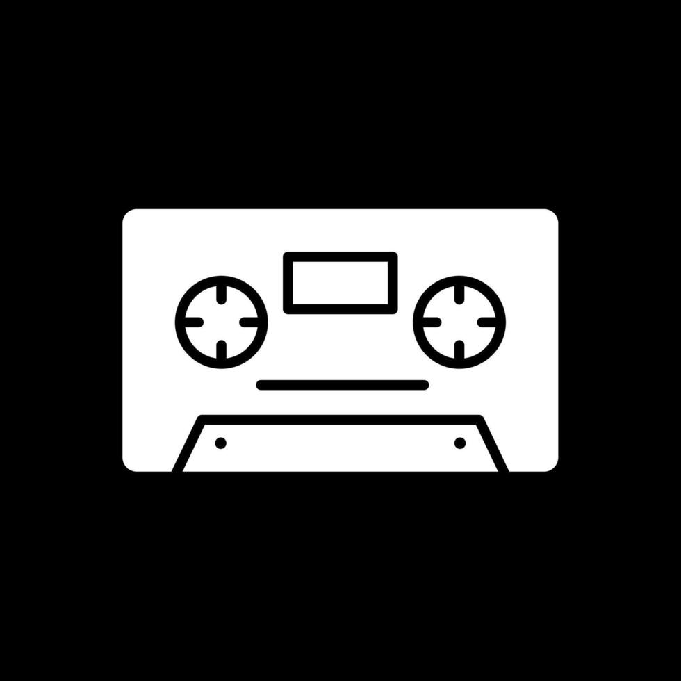 Cassette Glyph Inverted Icon vector