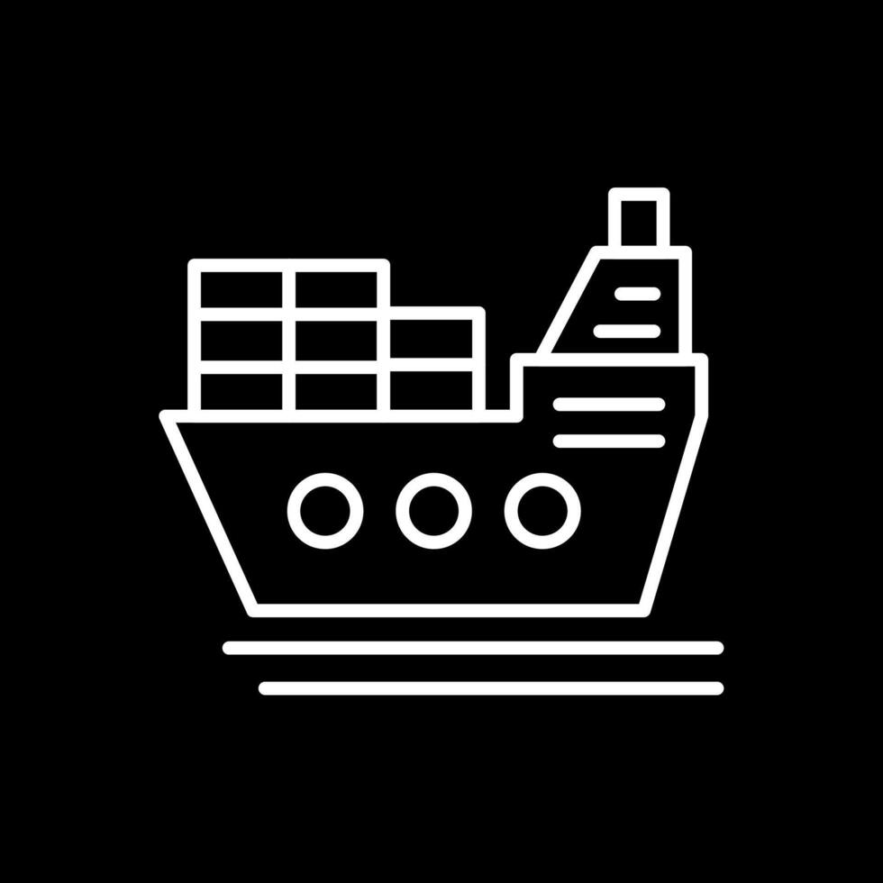 icono de línea de barco invertido vector