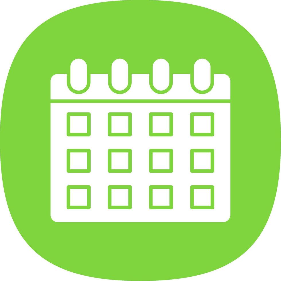 Calendar Glyph Curve Icon vector