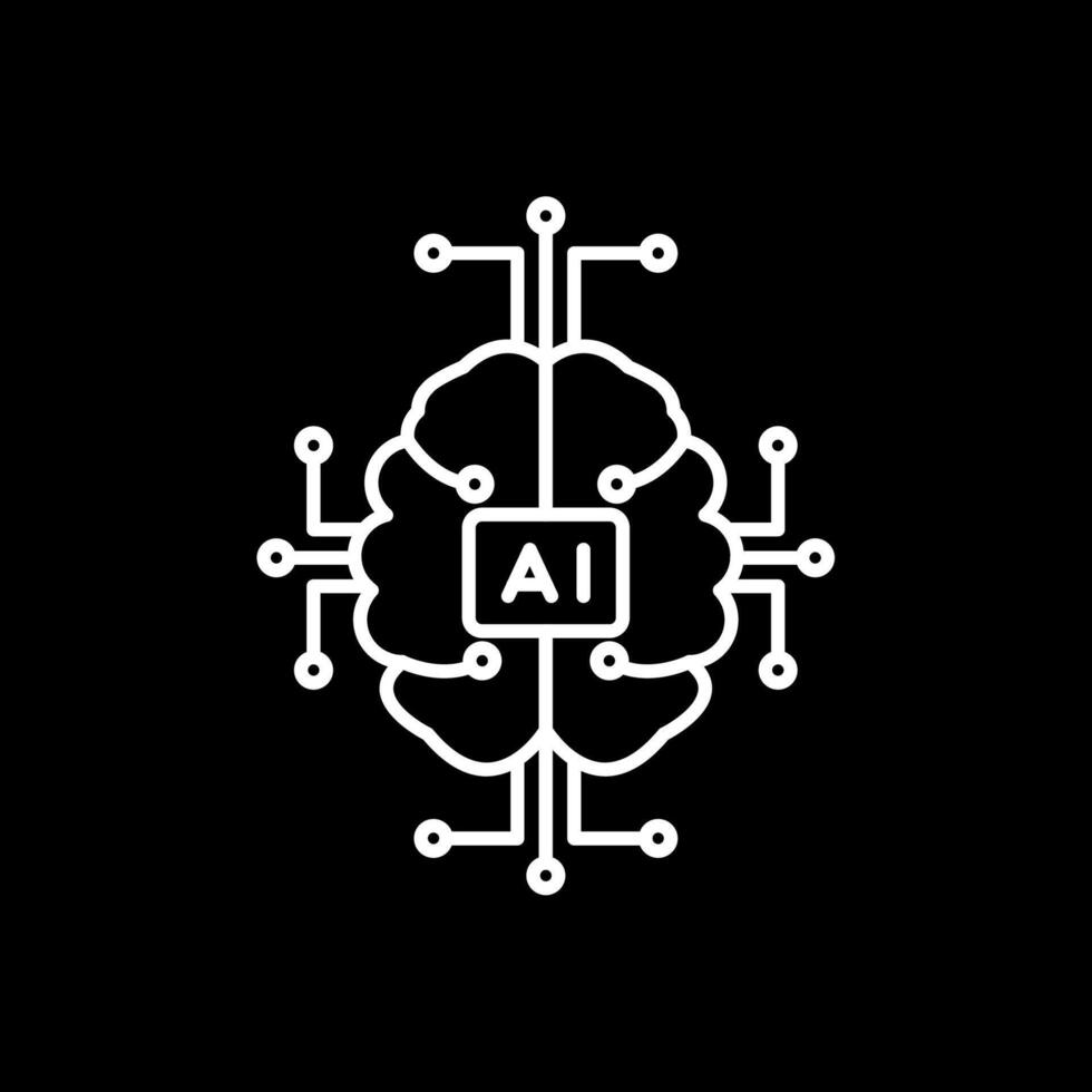 Artificial Intelligence Line Inverted Icon vector