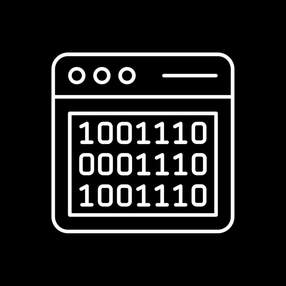 Binary Code Line Inverted Icon vector