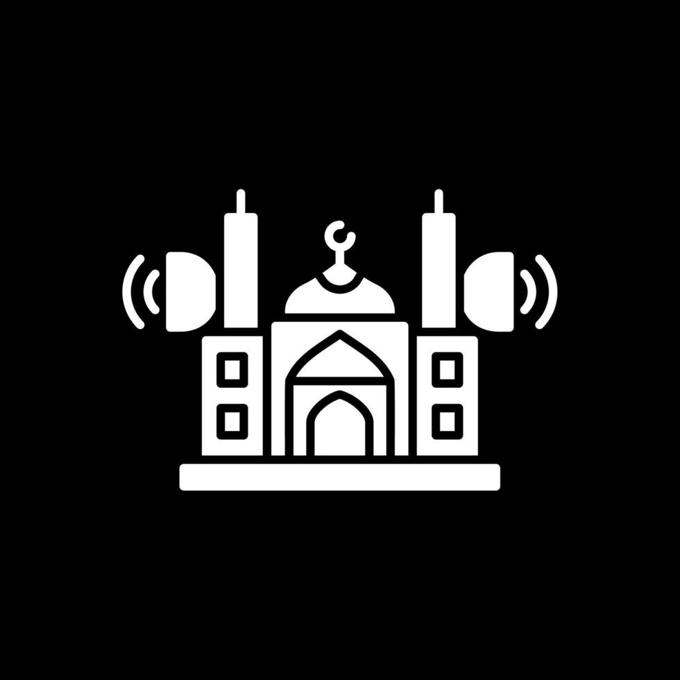 Mosque Speaker Glyph Inverted Icon vector