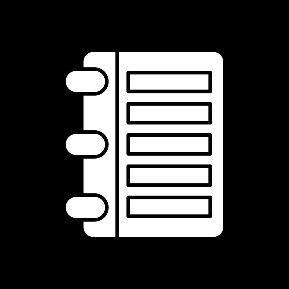 Diary Glyph Inverted Icon vector