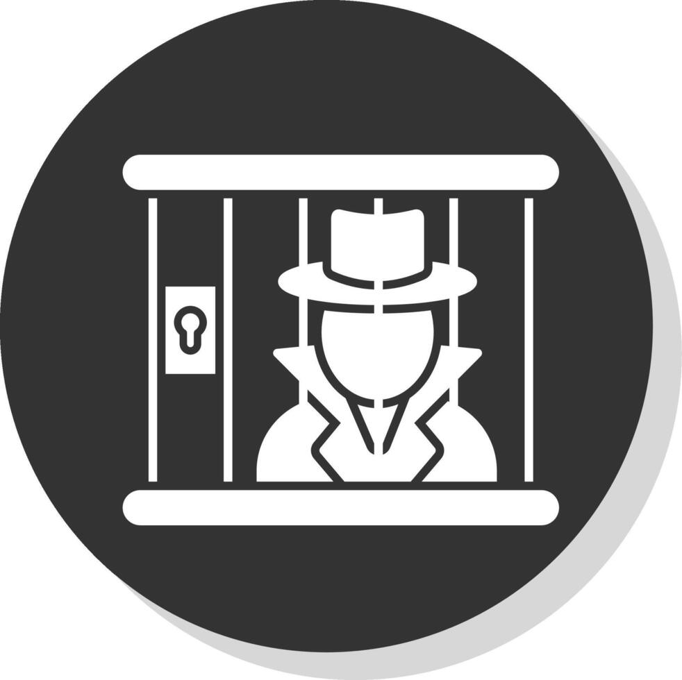 Criminal behind bars Glyph Grey Circle Icon vector