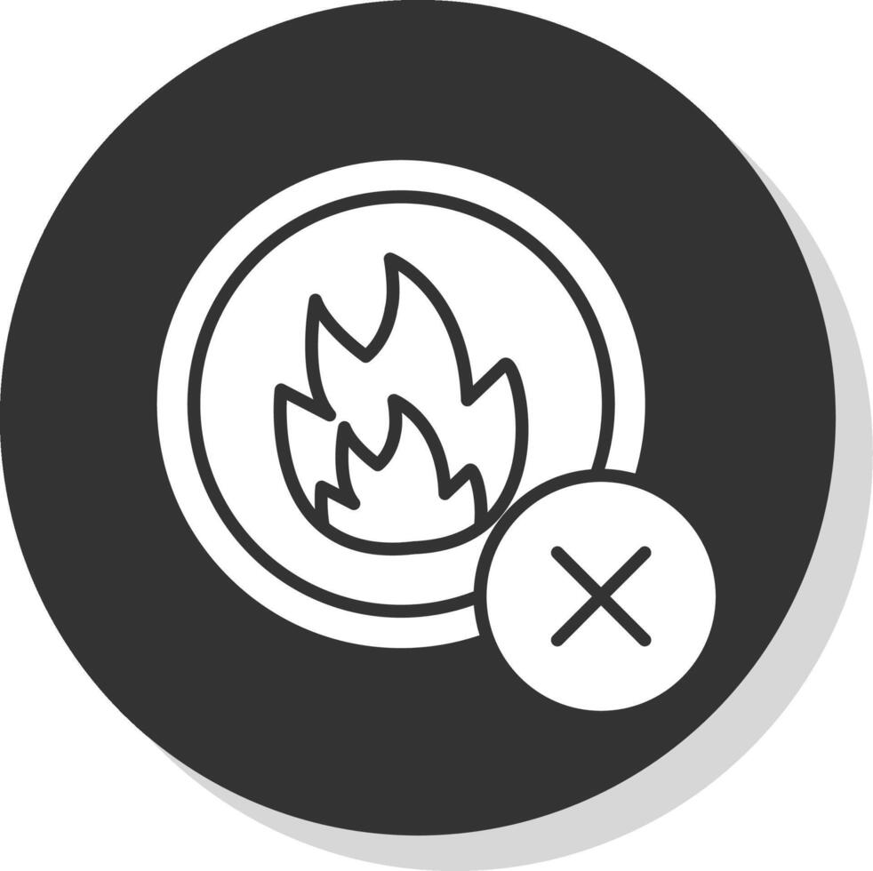 No fuego glifo gris circulo icono vector