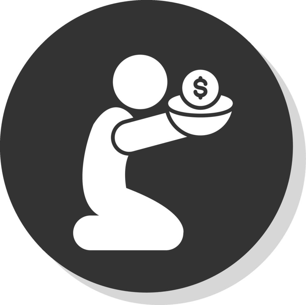 Poverty Glyph Grey Circle Icon vector