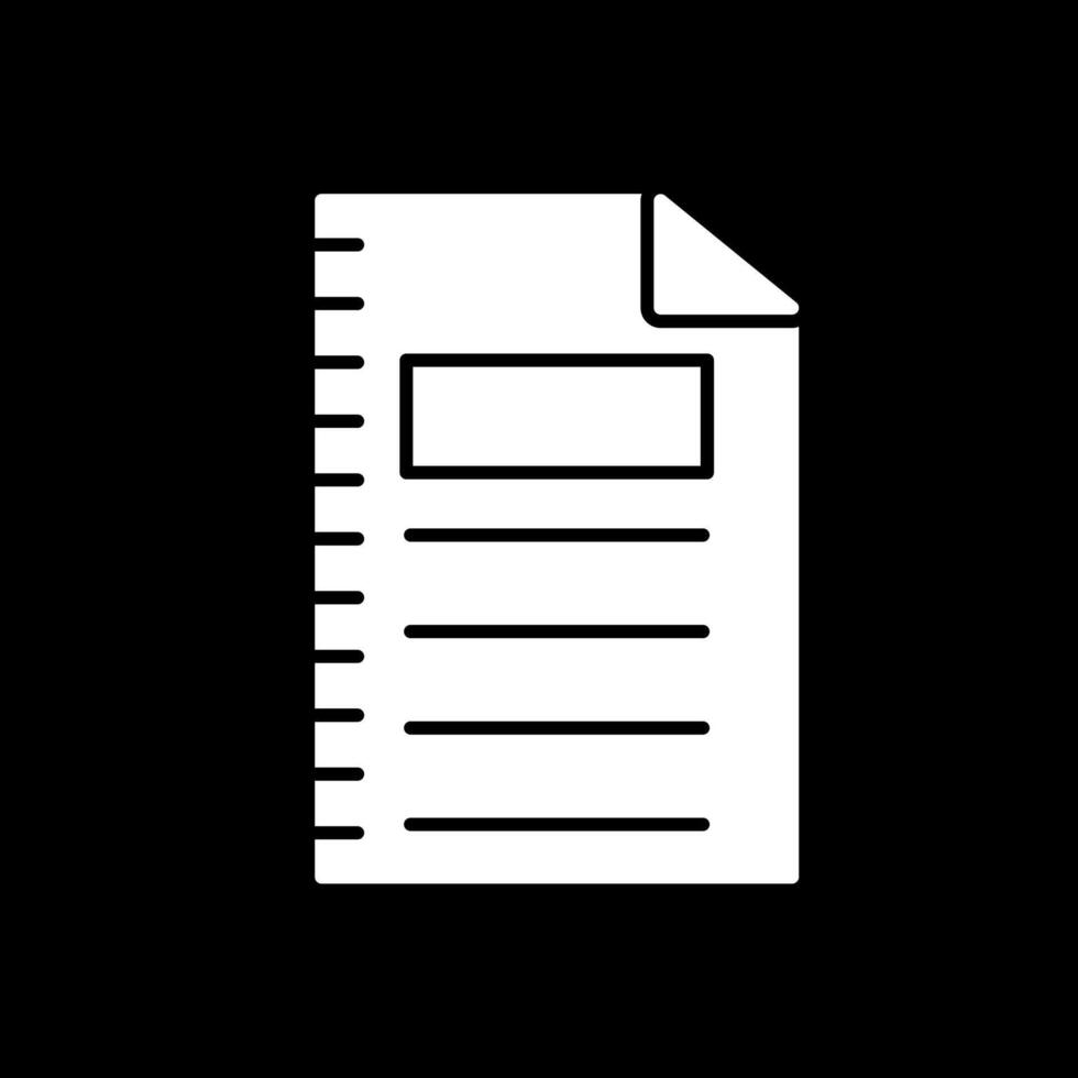 Notebook Glyph Inverted Icon vector