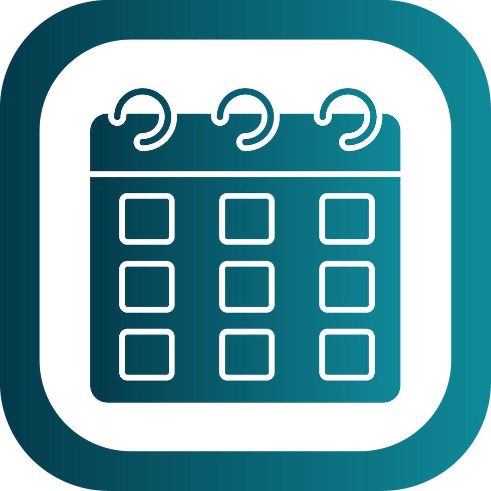 Calendar Glyph Gradient Round Corner Icon vector