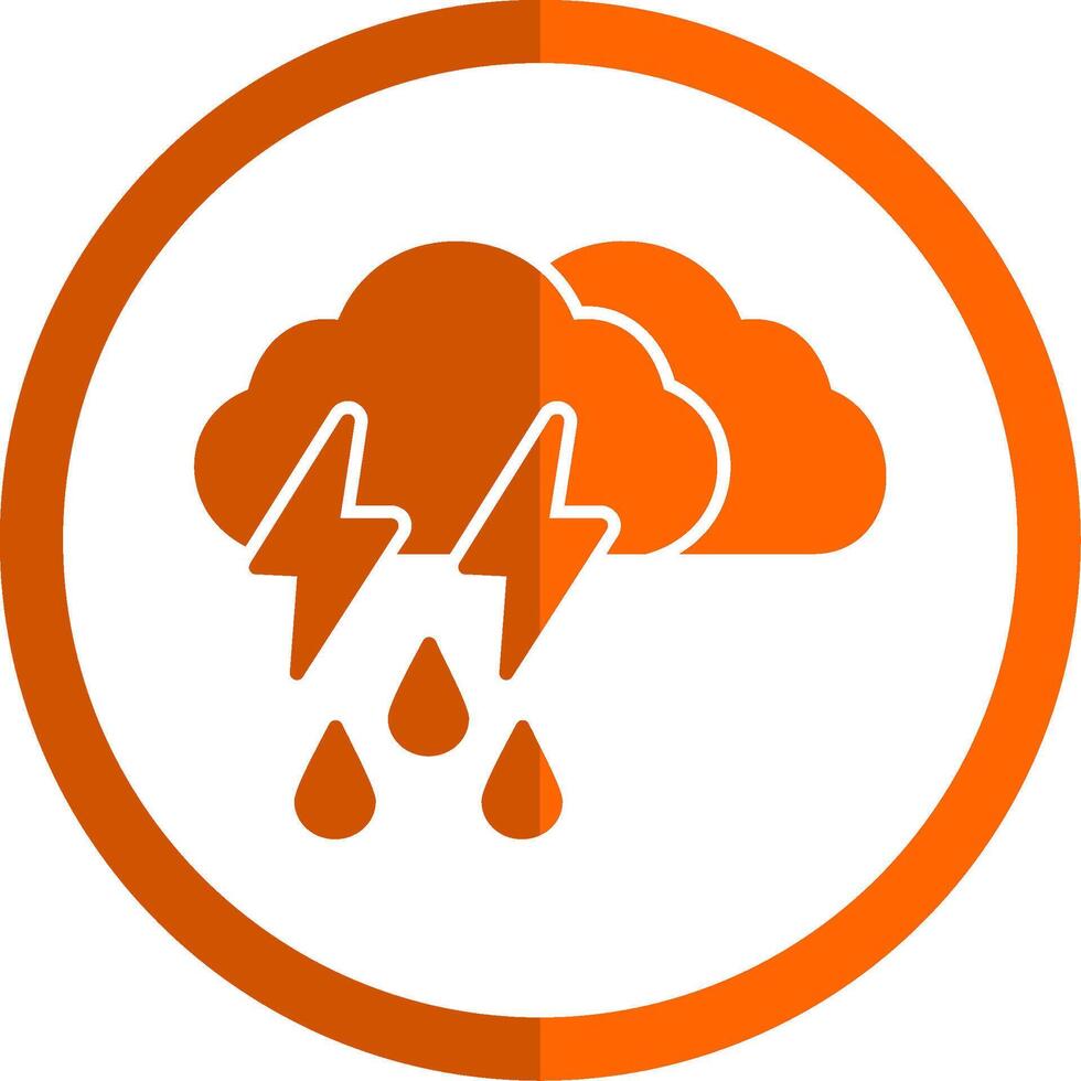 tormenta glifo naranja circulo icono vector