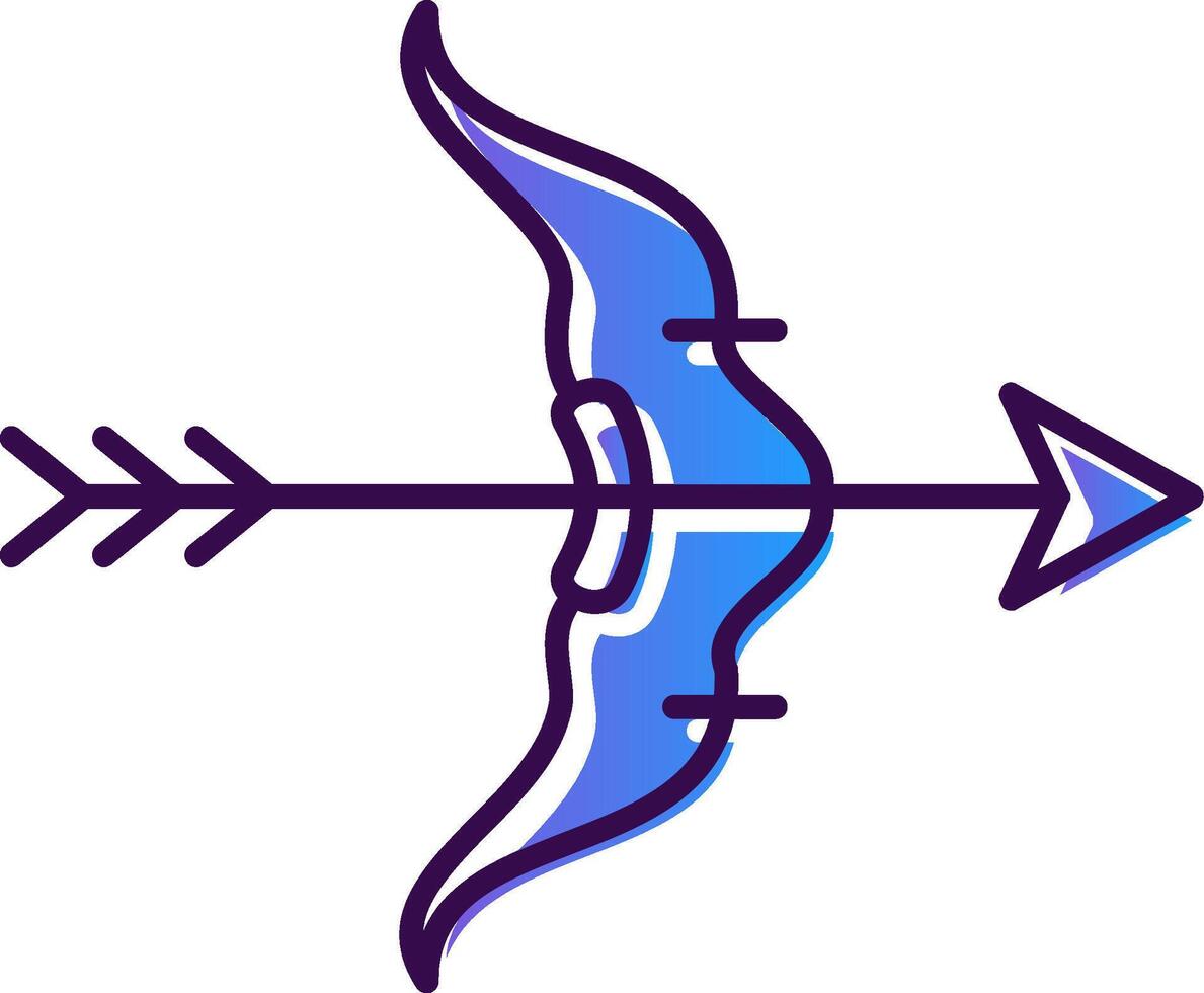 Bow And Arrow Gradient Filled Icon vector