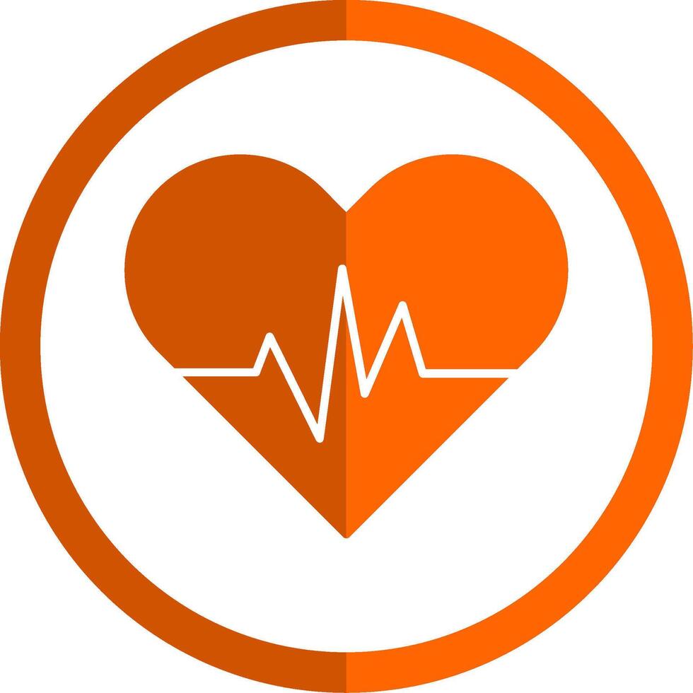 Heart Beat Glyph Orange Circle Icon vector