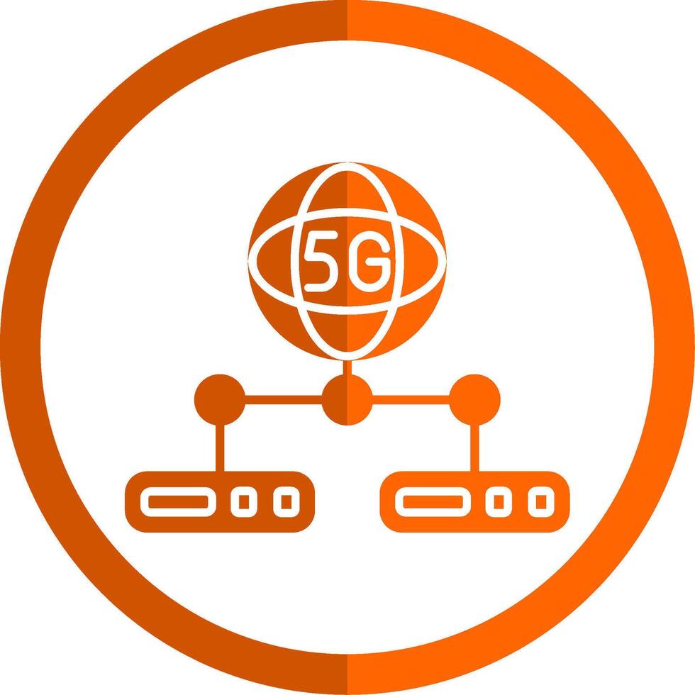 Network Server Glyph Orange Circle Icon vector