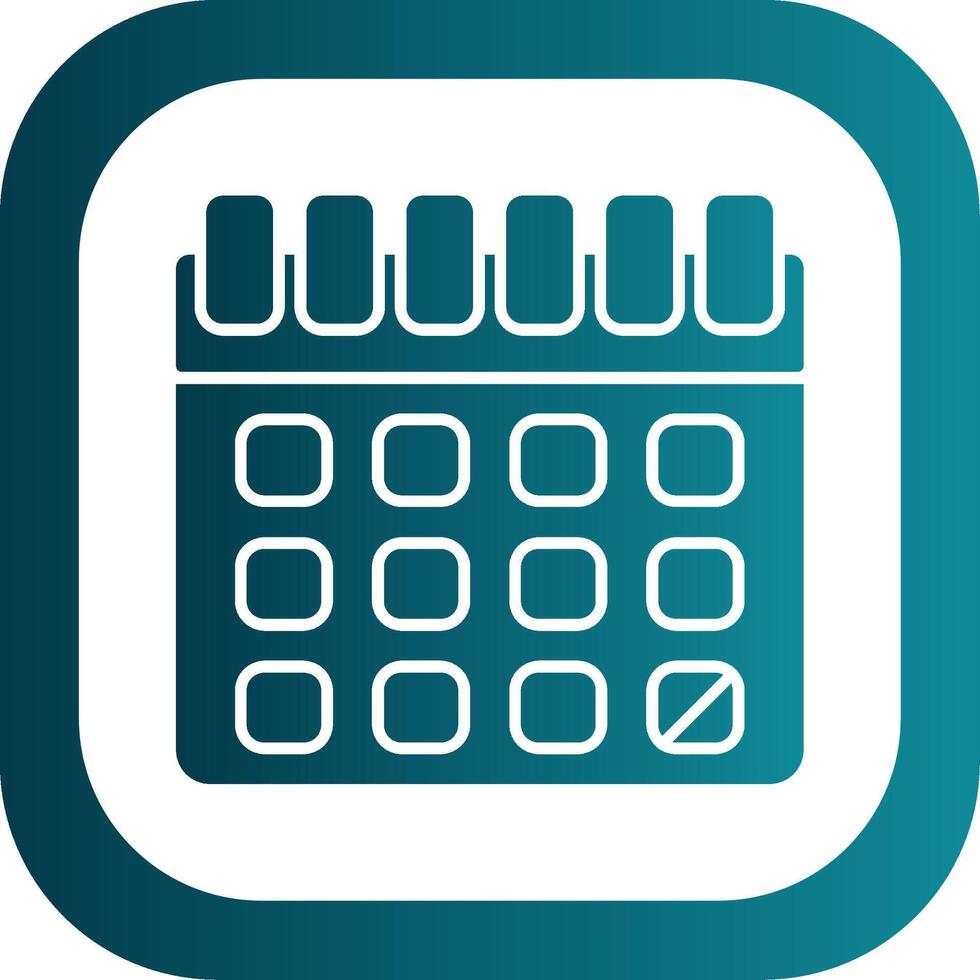 Calendar Glyph Gradient Round Corner Icon vector