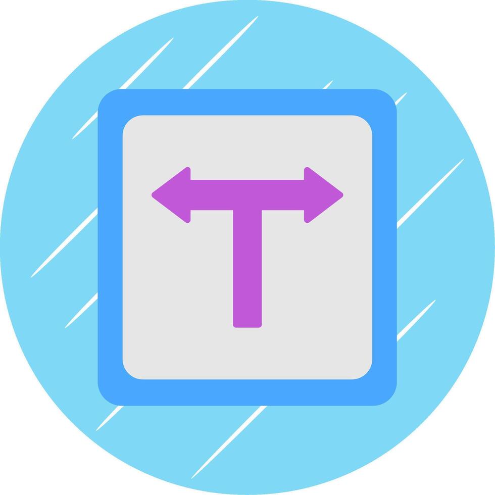 T Junction Flat Blue Circle Icon vector