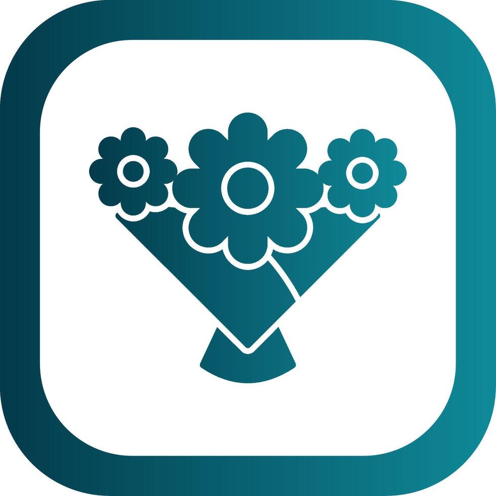 Flower Bouquet Glyph Gradient Round Corner Icon vector