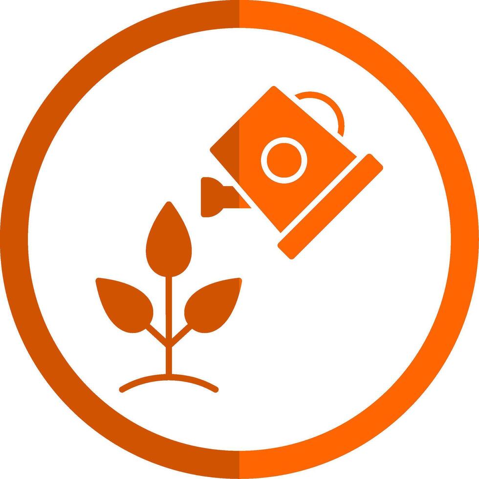 riego plantas glifo naranja circulo icono vector