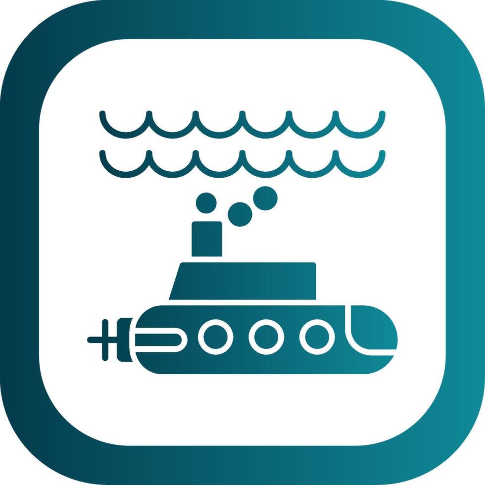 Submarine Glyph Gradient Round Corner Icon vector